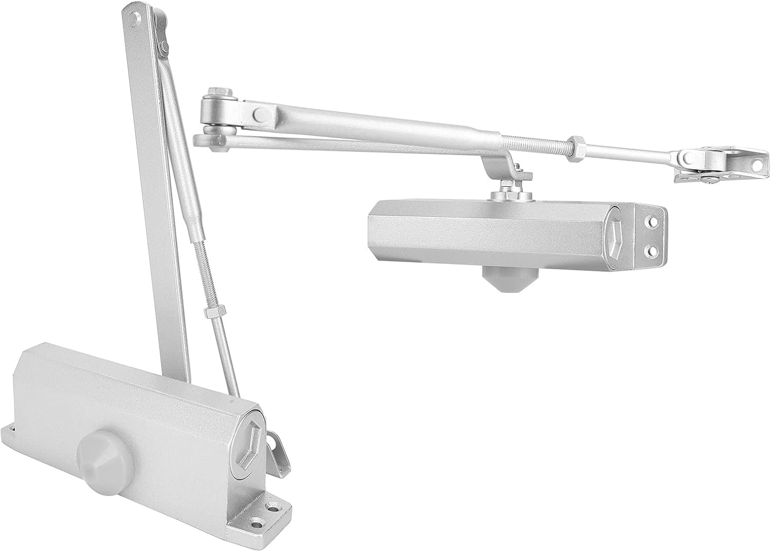 60 85kg Hydraulic Door Closer, Commercial Grade Aluminum Alloy Automatic Door Shutter, 2 Speed Control for Wood Metal Doors, Complete Rack and Pinion System