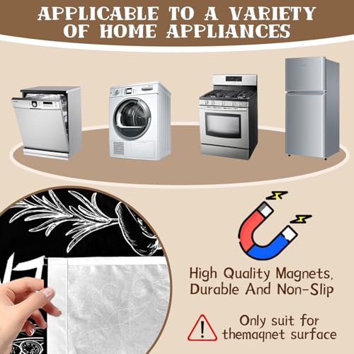 Image of Black Dishwasher Magnet Cover, 23x26 in Summer Decor Dishwasher Magnet Covers Kitchen Decoration Dish Washer Magnets Sticker Funny Fridge Magnets Panel Decal Magnetic Covers
