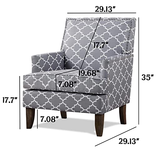 Sillón clásico tapizado gris con estructura de madera miniatura 2