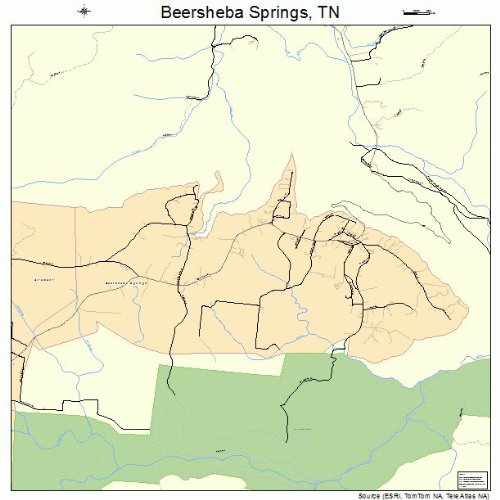 Large Street & Road Map of Beersheba Springs, Tennessee TN Printed