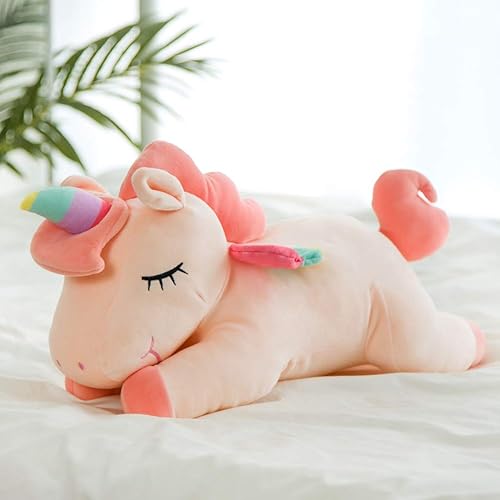 Miniatura 2 de Animal de peluche de unicornio, suave peluche de unicornio para abrazar, juguete de juguete para niños (rosa, 19.6 pulgadas)