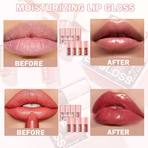 4 Colors Hydrating Lip Gloss Set,Plumping Liquid Nude Lipstick Moisturizing Lip Stain Waterproof Lip Oil For Repairing Lightening Lip Lines Lip Care Product Lip Gloss Set For Women(Set A) #TOP2