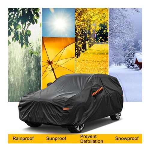 Image of Kayme Hatchback Car Cover for Automobiles All Weather Waterproof, Outdoor Cover Sun Rain Protection, with Lock and Zipper Door, Universal Fit Ford Focus, Mazda 3 Hatchback (Up to 177 Inch) H7 /Black