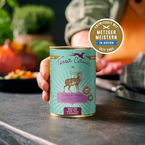 Terra Canis Wild, Kartoffel, Apfel & Preiselbeere - Getreidefreies Nassfutter, 6x400g I Premium Hundefutter in 100% Lebensmittelqualität Aller Rohstoffe I Reichhaltig, gesund & glutenfrei