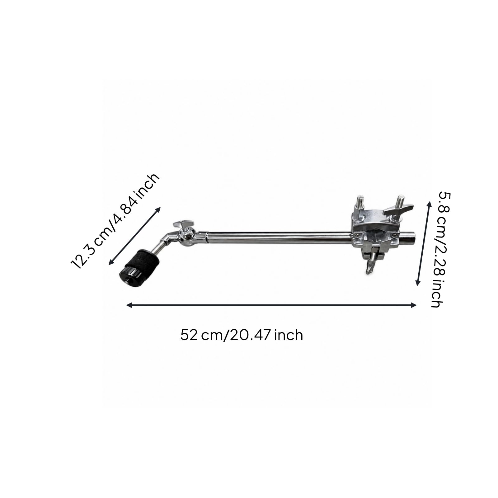 Support Percussion en Métal avec Fixation Multifonction et Tige Cymbale Réglable pour Batterie Acoustique et Électronique, Tige De Cymbale Droite Longue + Pince Multifonction