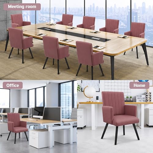 Image of Rosebell Modern Accent Chair for Living Room | Single Seater Chair with Armrests & Metal Legs | Comfortable Lounge Chair for Bedroom, Reading & Office | Rose Pink