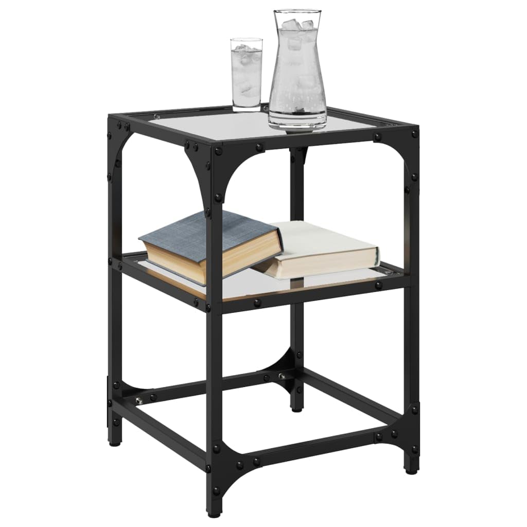 Tavolino da salotto con ripiano in vetro, trasparente, 30 x 30 x 45