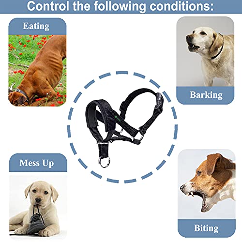 Hundehalfter Mit Gepolstertem Stoff, Halfterhalsband Für Hunde, Verstellbar Und Ziehen verhindert. (M,Schwarz)