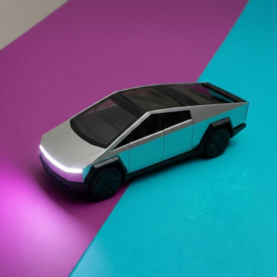 Image of Metal car Toy for Kids| Light & Sound| Pullback & go| Openable Doors- Birthday Gift for Kids |Random Color| (|Tesla Cybertruck|)