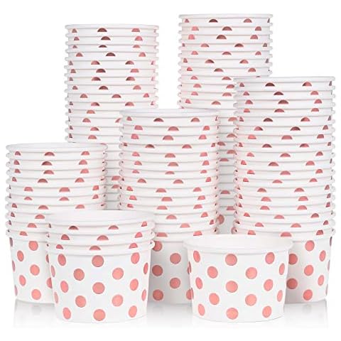 MATICAN 9oz Paper Ice Cream Cups with Polka Dots Cover