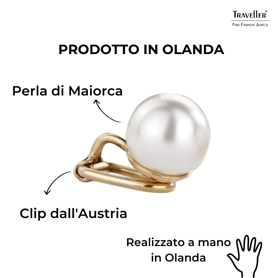 Traveller orecchini a clip - Senza piercing all'orecchio - Perla 10-20 mm - colori diversi