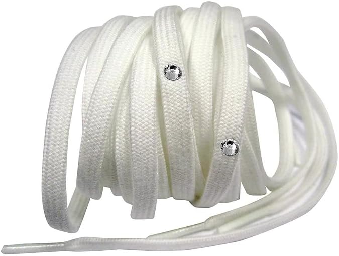 EDEA Ice Skate Shoelaces with Crystals, White, Size: 240, White