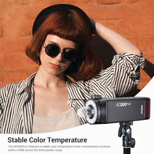 Image of Godox AD200 PRO II Pocket Flash - Upgraded Heads (AD-S2 & Bare Bulb), 200Ws Bi-Color Model Lamp, 2.4G TTL & HSS,One-Tap Pairing with X3 Trigger - Compatible with Canon, Nikon, Sony, Fujifilm, Olympus