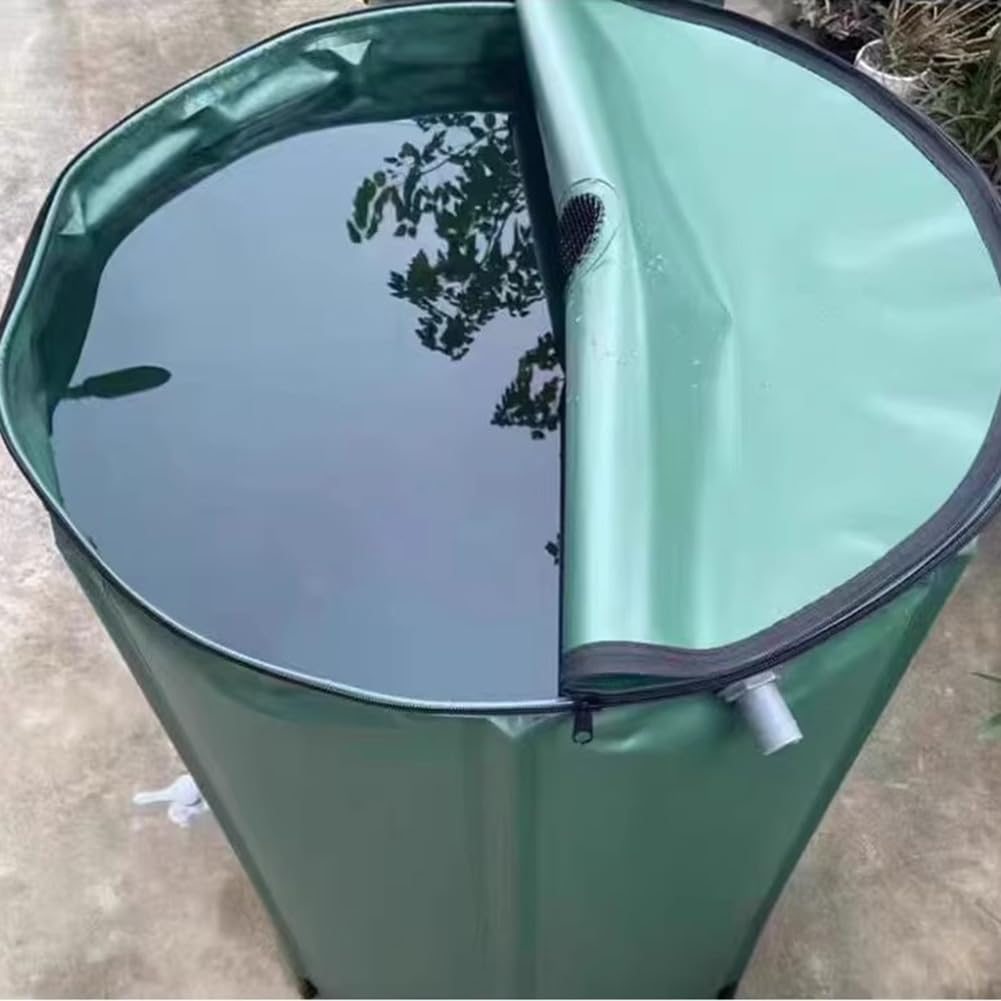 Barril de lluvia plegable, sistema portátil de recogida de agua de lluvia con espiga y kit de desbordamiento, tanque de almacenamiento de agua de jardín