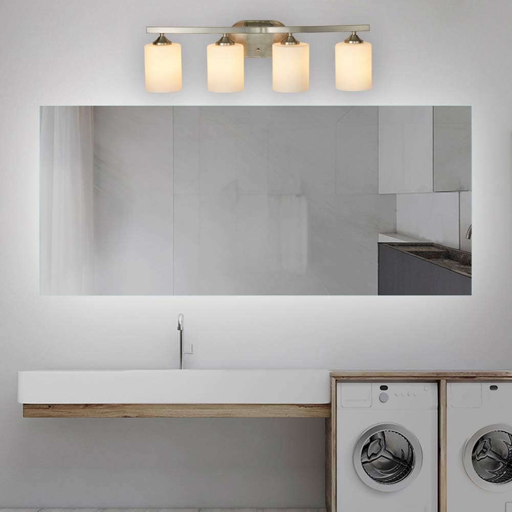 Best Cyber Deals 🔥 Kingbrite 4 Bulb E26 Vanity Light Fixture Bathroom Lighting, Brushed Nickel,UL Listed