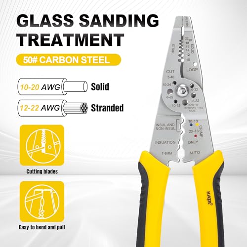 image for KATA Wire Stripper Tool for Electricians - Professional 8 Inch Wire St