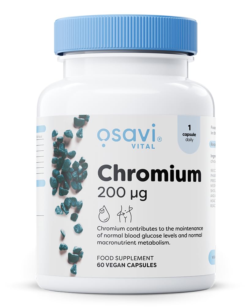 Osavi Chromium 200 µg – 60 Vegan Capsules | Supports Healthy Blood Sugar & Macronutrient Metabolism | Highly Absorbable Chromium Picolinate | Clean Label | Vegan–Friendly