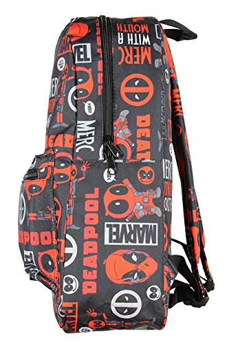 Marvel Deadpool Backpack Merc With A Mouth Verbiage All Over Print Laptop Travel Backpack3