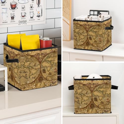Boîte de rangement pliable style carte vintage rétro pour la maison - 8