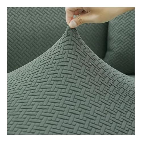 Housse de canapé jacquard extensible 4 places café pour salon d'angle