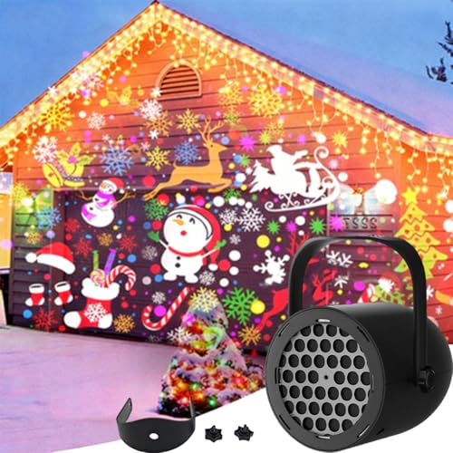 Image of LED Christmas Projection Lamp, Rotating LED Christmas Pattern Projector Light, 16 Swirling Patterns, Versatile USB Powered Projector Light for Xmas Party Garden Yard Decor (White)