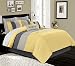 Chezmoi Collection Loft 8-Piece Luxury Striped Comforter Set (Queen, Yellow/Gray/Paloma)