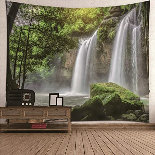 Tapices pared grandes de cascada y montaña en color verde de 200x150cm para decoración exterior