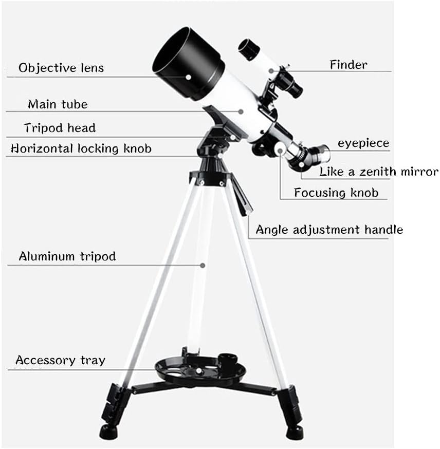 LSLYTQ Spacmirrors Telescope for Astronomy, 400/70 FMC Glass Optical Refractor Telescopes, with Adjustable Tripod Phone Adapter for Adult Beginners