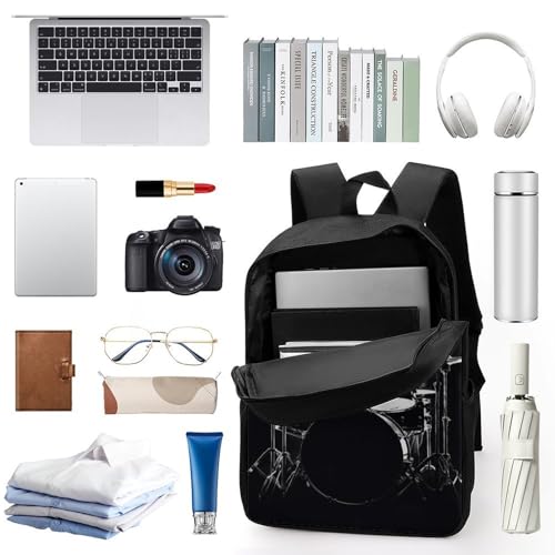 Drummer Backpack for Women Men 17 Inch Laptop Backpacks Casual Daypack Carry on Backpack Waterproof Black Bookbag Work Travel Computer Backpacks3