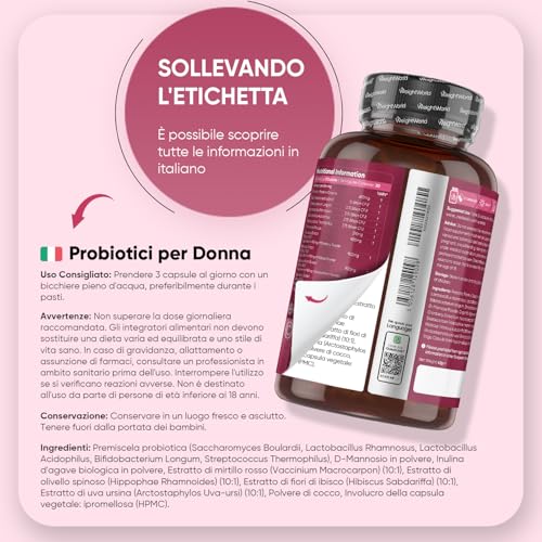 Probiotici Donna 30 Miliardi Di Cfu, 11 Ingredienti, Ceppi Di Lactobacillus, Fermenti Lattici Vivi, Prebiotici, Lactobacillus Rhamnosus Lactobacillus Acidophilus, Inulina, 90 Capsule A Lento Rilascio - 5
