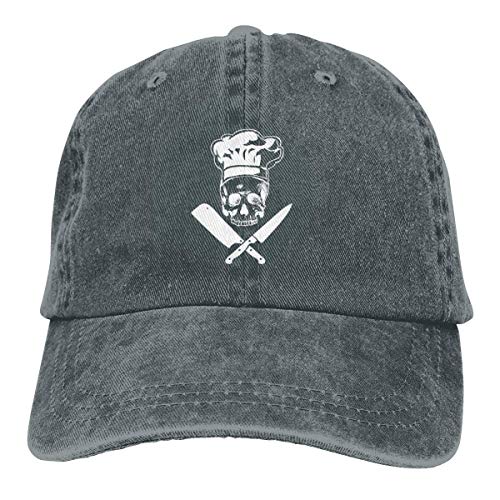 Piedra Papel Tijeras Golpe de Garganta Gano Deportes Gorra de Mezclilla Sombrero de béisbol Unisex Calavera Cocinero Cocina Calavera Sombrero Grill Master/Deep Heather