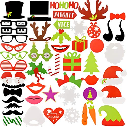 NATUCE 50 Piezas Navidad Kit de Accesorios, Atrezzo Photocall Navidad Bricolaje Kits...