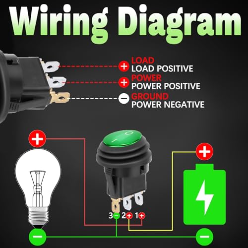 Image of BFXM Round Rocker Switch, Toggle Switch 12V, On Off Switch, SPST 3 Pin