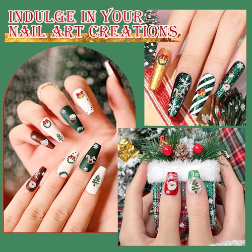 2 Pcs Christmas Nail Stickers for Nail Art 5D Embossed Christmas Nail Decals, Self-Adhesive Christmas Nail Art Stickers for Women Manicure Decoration, Nail Art Design Decoration Supplies, White - Image 5