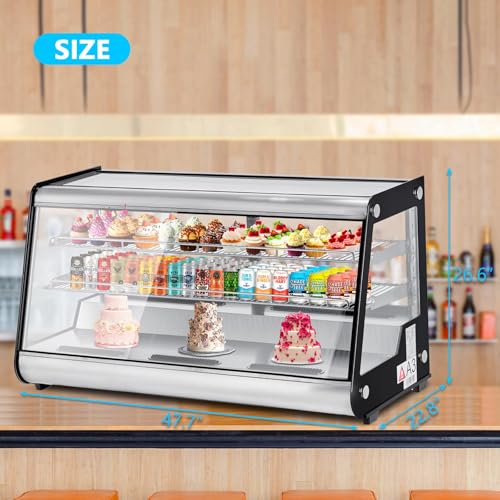 Image of Commercial Display Refrigerator, 3.5 Cu.Ft Refrigerated Display Case with Adjustable Shelves and LED Lighting, Countertop Display Fridge with Rear Sliding Glass Door for Cafe, Restaurant, Bakery