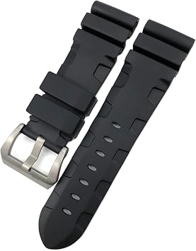 CZKE Rubber Watchband 22mm 24mm 26mm Silicone Watch Strap for Panerai Submersible Luminor PAM Waterproof Bracelet Color Black pin, Size 22mm Black Buckle