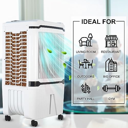 Image of 70 L Personal Air Cooler with Anti Bacterial Honeycomb Pads, Powerful Air Throw, Auto Swing, Low Power Consumption - White /Black (SPITI 70L)