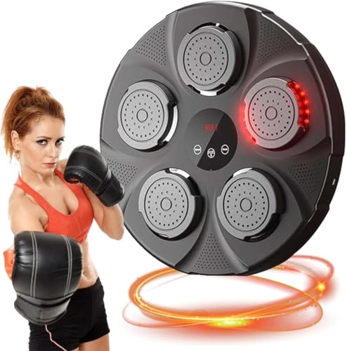 Image of Music Boxing Machine Home Wall Mounted Electronic Boxing Machine Black, Portable Smart Bluetooth LED Lights Musical Boxing Machine, Home Kids Adult Boxing Training, Stress Release