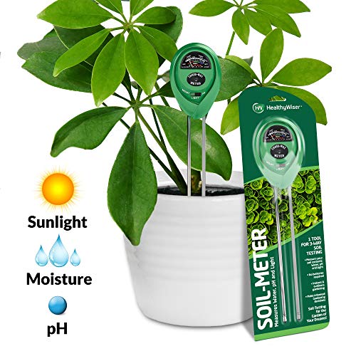 HealthyWiser Soil pH Meter, 3-in-1 Soil Test Kit for Moisture Plant Care Soil Tester