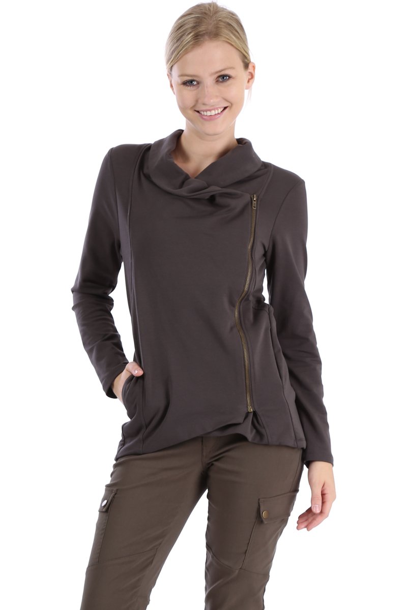 Le More Women's Solid Side Zip Up Jackets with Pockets