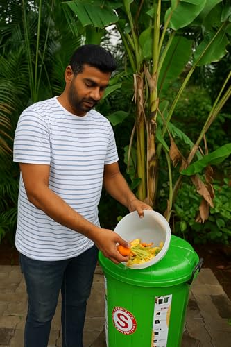Image of Surprise Organic Composting Bin (30 litres) | Indoor - Outdoor Composter for Converting All Kinds of Kitchen Food Waste Into Fertilizer | Green (Without coirpith)