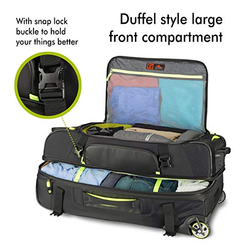 High Sierra AT8 Wheeled Upright Duffel Bag, Black/Zest, 32-Inch