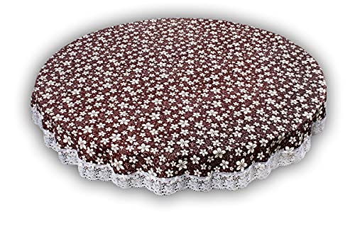 Image of The Furnishing Tree Round Shaped 6 Seater Table Cover WxL 72x72 inches with White Border lace