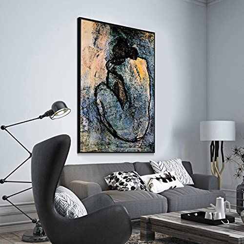 Impression Picasso bleu abstrait œuvre art mural salon 60x90