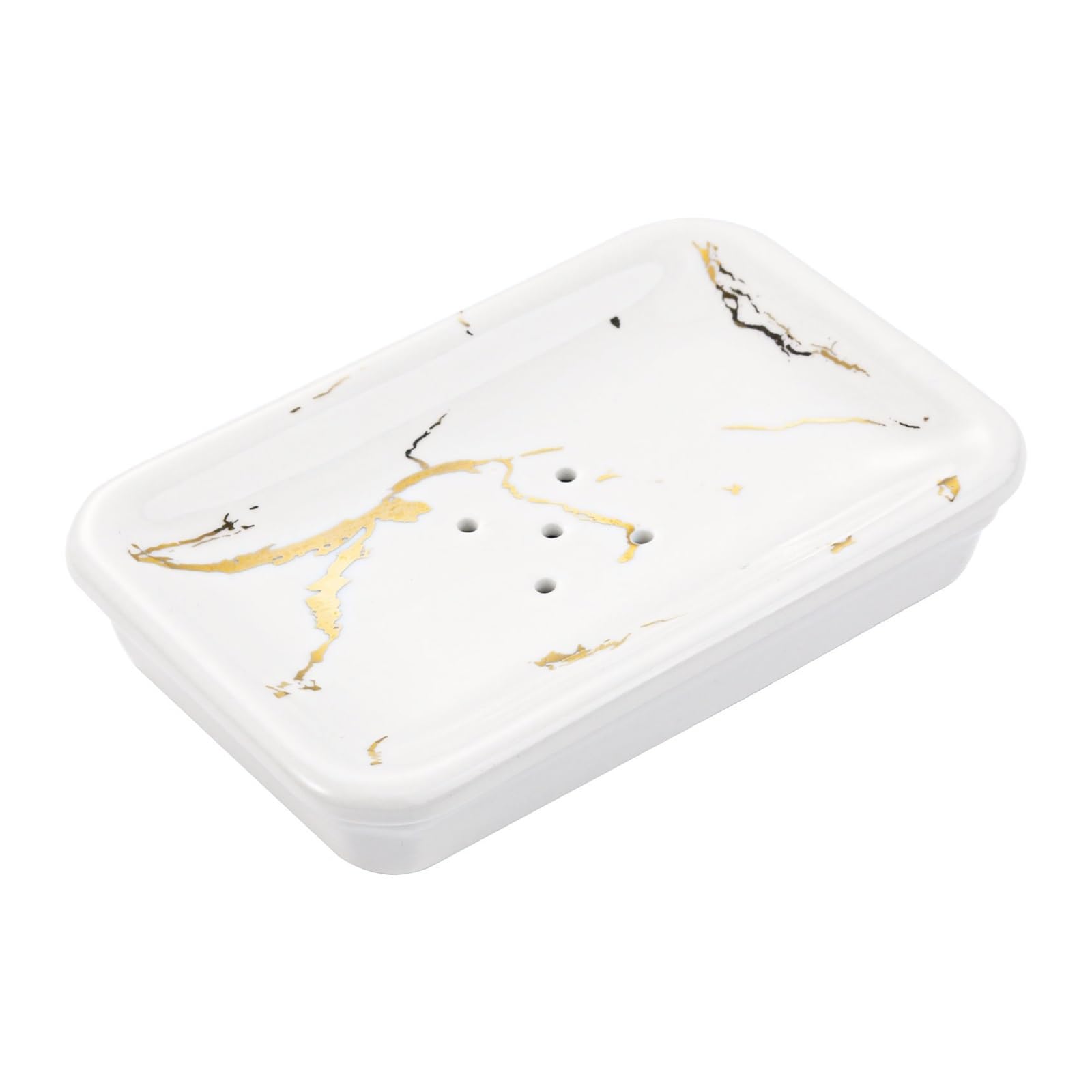 Soap Holder Ceramic Soap Dish Double Soap Holder With Drain Porcelain Self Draining Soap Dish Bar Soap Holder For Shower Bathroom