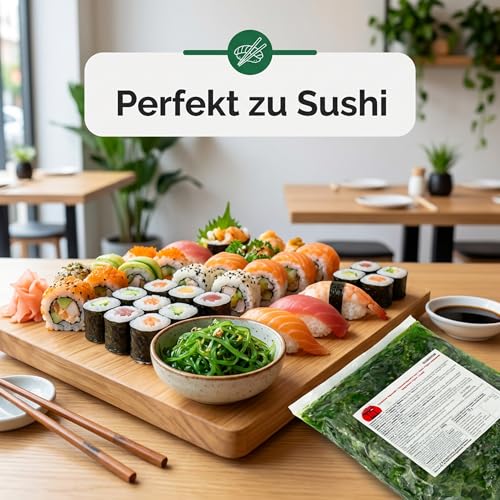 Takori Goma Wakame Salat 1 kg tiefgekühlt, mariniert mit Sesam, Algensalat für Sushi, Bowls und Beilagen, zart-knackige Textur, portionierbar – Bild 8