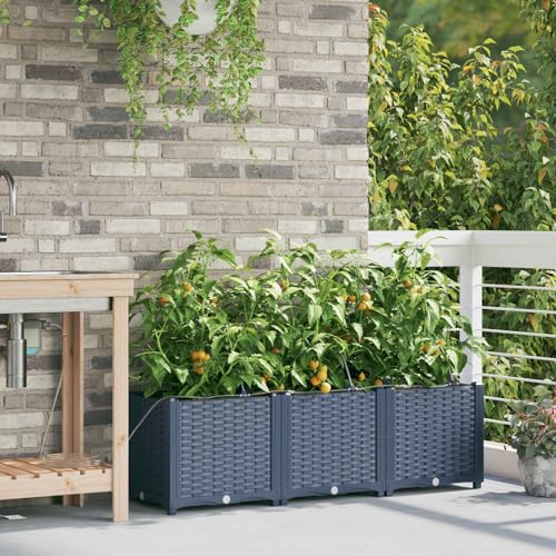 Cache-pot de jardin 3 pièces au design moderne en plastique