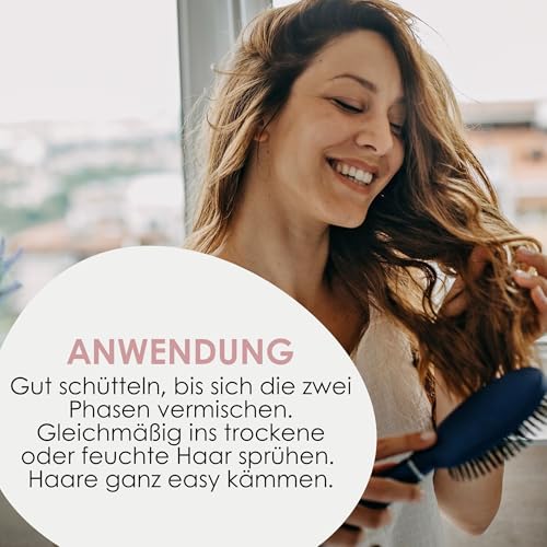 Jean & Len Knotenlöser 2-Phasen Leave-In Pflegespray, für jeden Haartyp geeignet, entwirrt das Haar & verbessert die Kämmbarkeit, frischer Duft, Detangling, ohne Silikone & Parabene, vegan, 100 ml