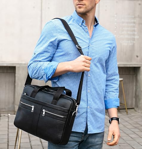 Image of Leather Briefcase for Men, 15.6-16.1 inch Laptop Bag, Vintage Handmade Messenger Bag