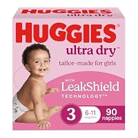 Huggies Ultra Dry Nappies Girls Size 3 (6-11kg) 90 Ct